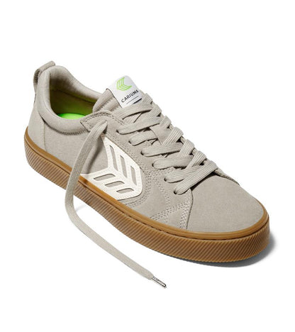 CATIBA PRO Gum Cloud Grey Suede and Canvas Ivory Logo Sneaker