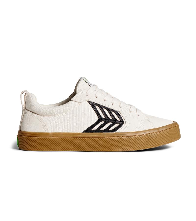 CATIBA PRO Low Gum Vintage White Suede and Canvas Black Logo Sneaker