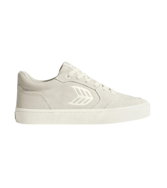 VALLELY Vintage White Suede Ivory Logo Sneaker