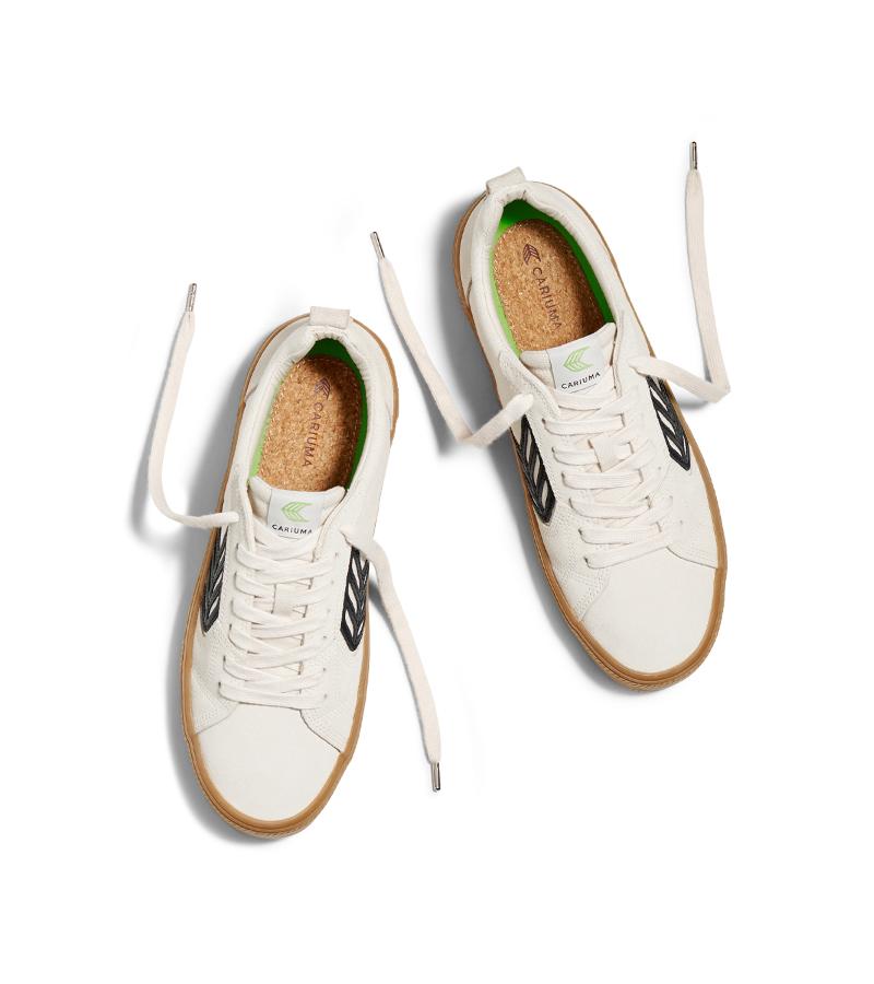 CATIBA PRO Low Gum Vintage White Suede and Canvas Black Logo Sneaker