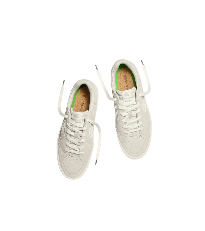 VALLELY Vintage White Suede Ivory Logo Sneaker