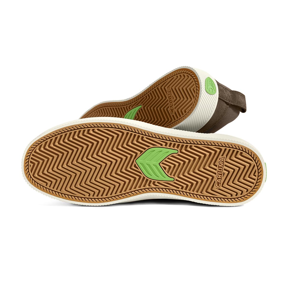 SLIP-ON PRO Dark Khaki Suede and Canvas Black Logo Snekaer Sneaker