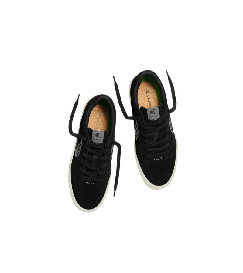 VALLELY Black Suede Steel Grey Logo Sneaker